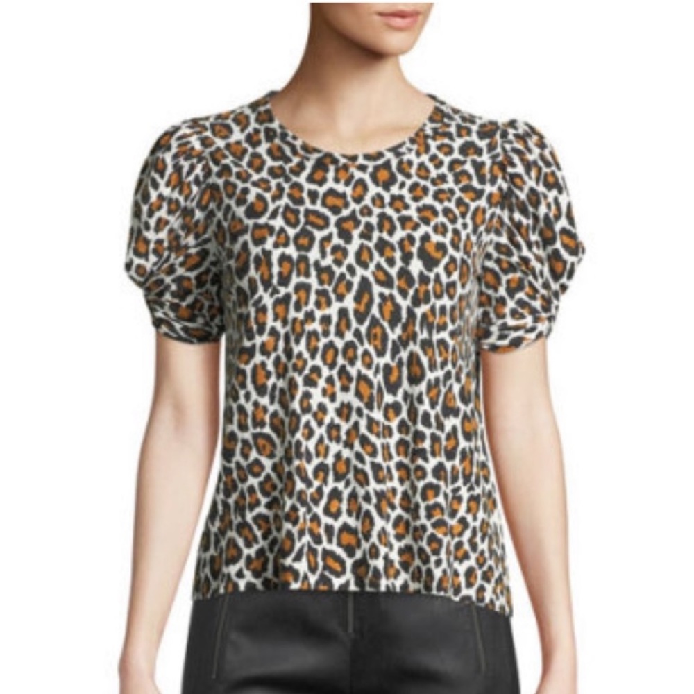 ALC kati leopard print tee with puff sleeve size XS